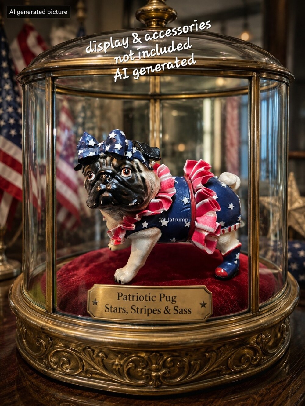 Rare Westland Patriotic Pug Figurine with Stars and Stripes